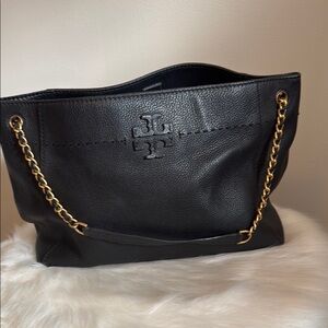 Tory Burch Black and Gold Elegant Tote